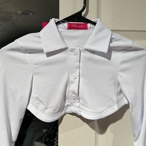Girls White button down crop sweater size Small. Brand new with tags!! #59